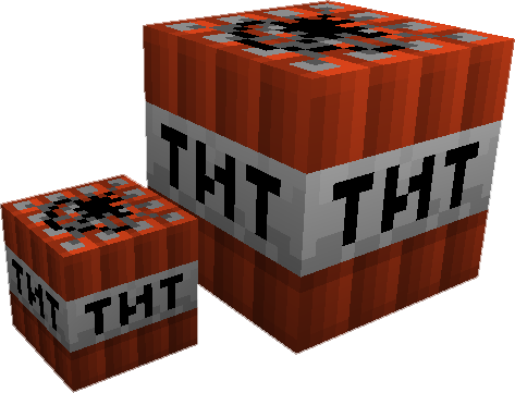 A picture of Tiny TNT, next to regular TNT.